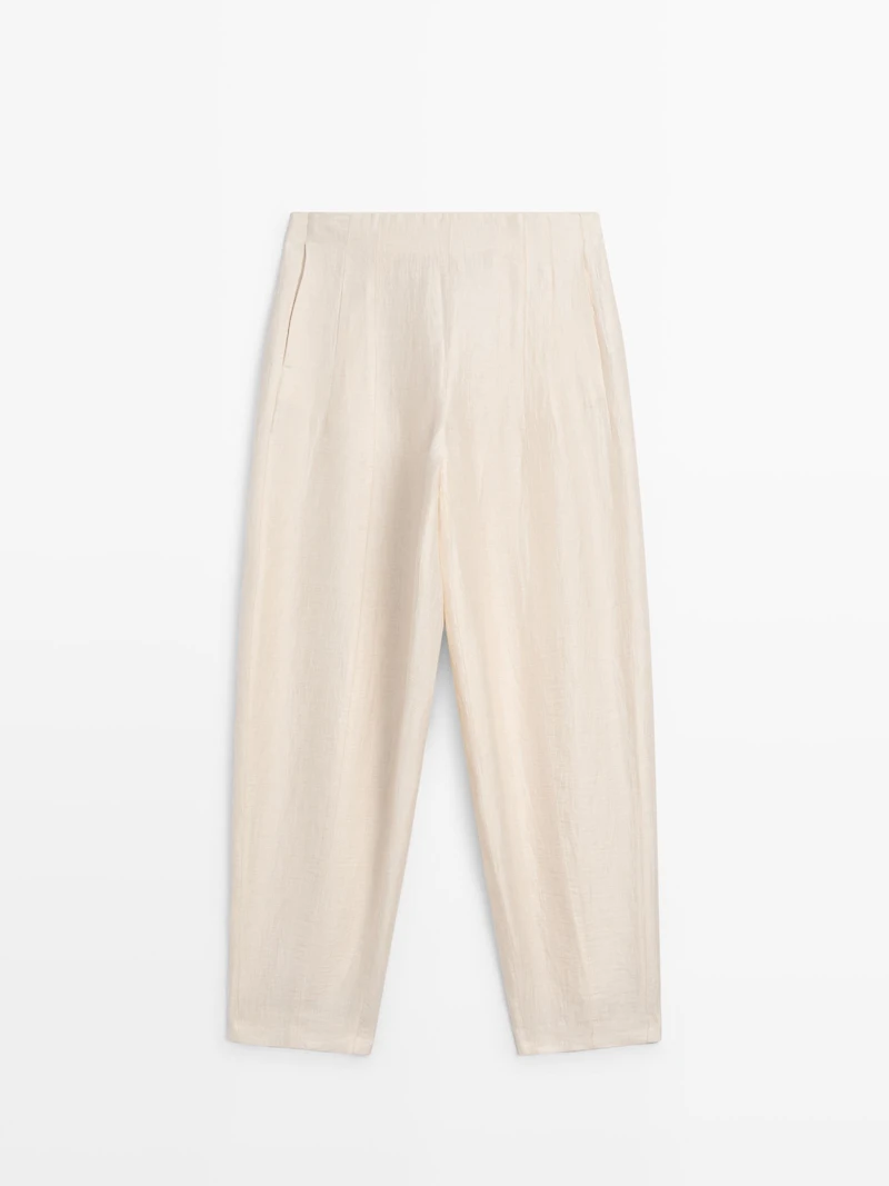 Pantalon bouffant en lin mélang