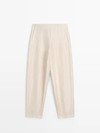 Pantalon bouffant en lin mélang