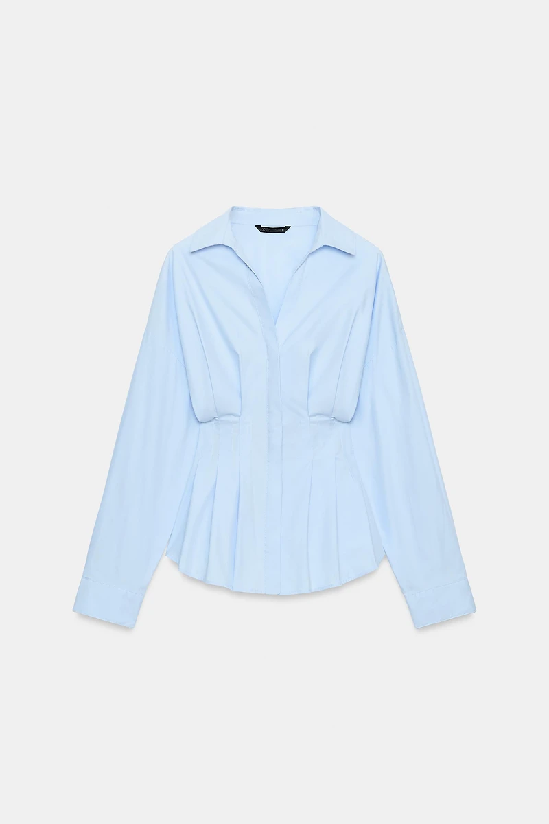 STRIPED PLEATED SHIRT