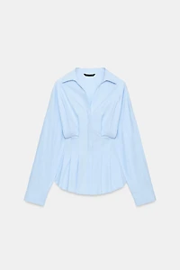STRIPED PLEATED SHIRT