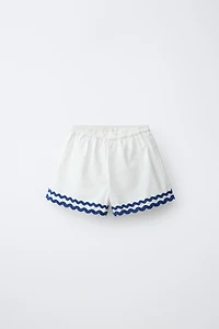 CASA LAWA X ZARA KIDS CONTRAST WAVY POPLIN SHORTS