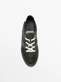 Tennis cuir contrastant