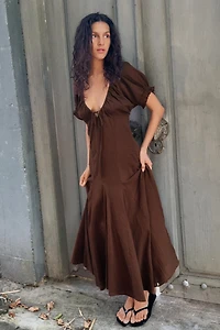 CHIFFON GODET MIDI DRESS