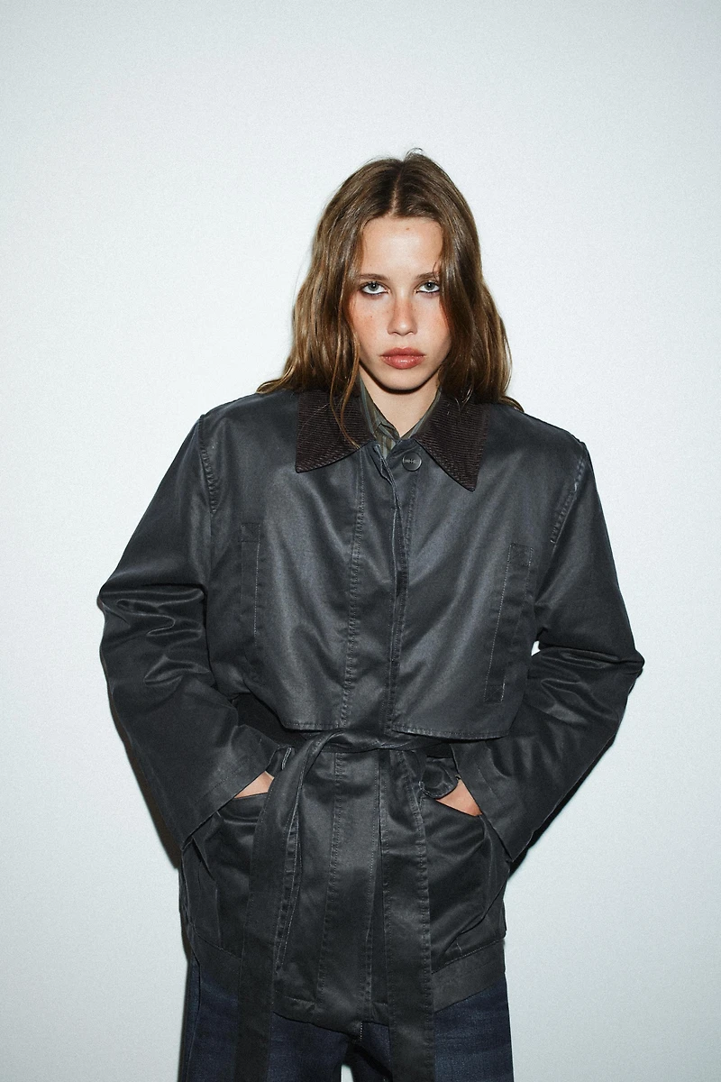 WAXED PARKA WITH CORDUROY COLLAR