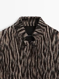 Wool blend animal print coat