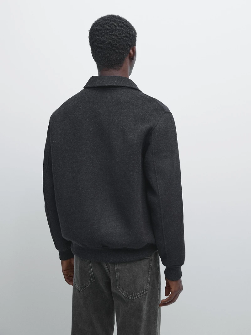 Wool blend jacket with pockets