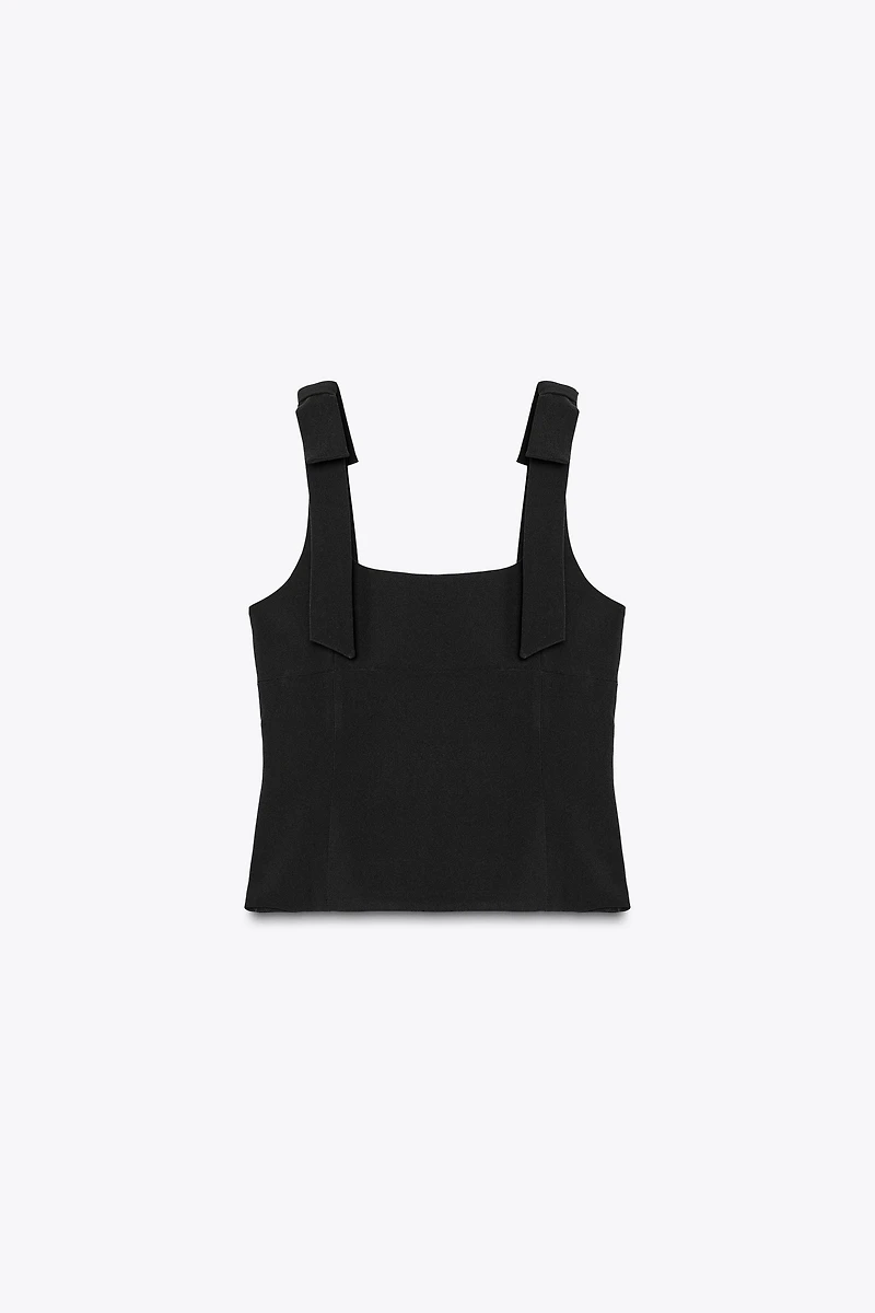BOW DETAIL STRETCH TOP
