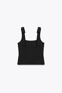 BOW DETAIL STRETCH TOP