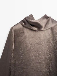 Flowing satin blouse with tie detail