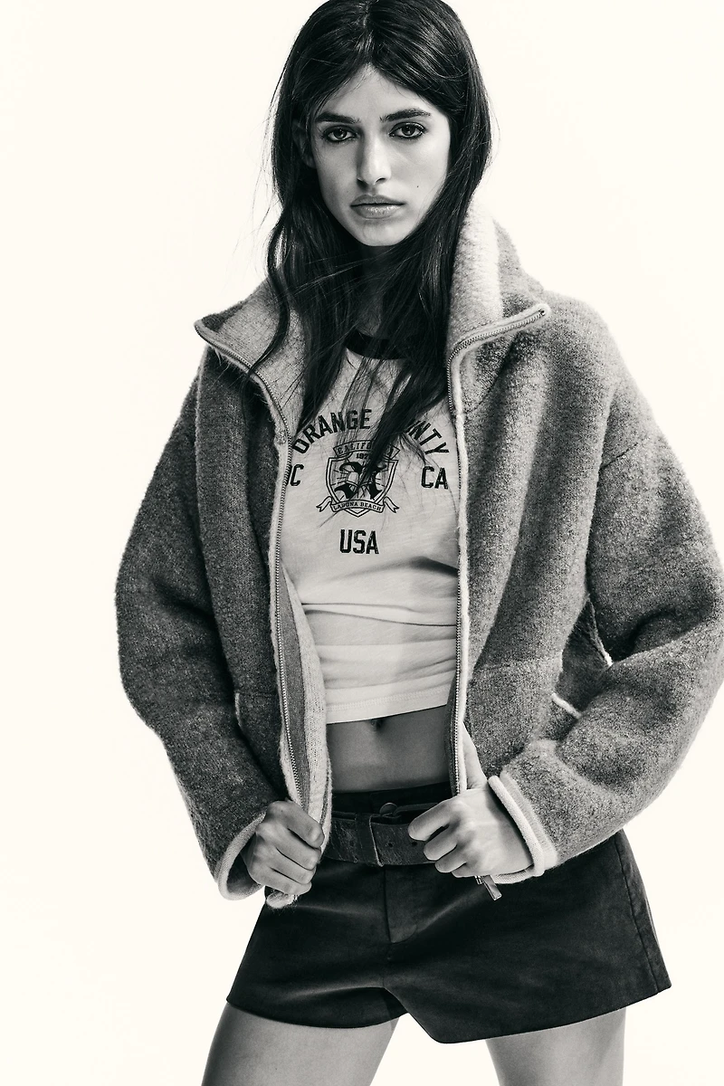 CONTRAST TRIM KNIT CARDIGAN