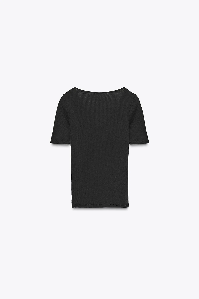 RIBBED LACE T-SHIRT