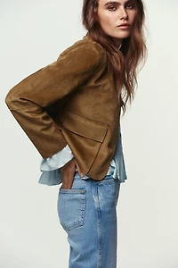 FAUX SUEDE CROPPED JACKET