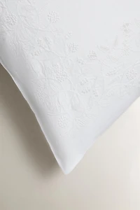 EMBOSSED COTTON AND LINEN PILLOWCASE