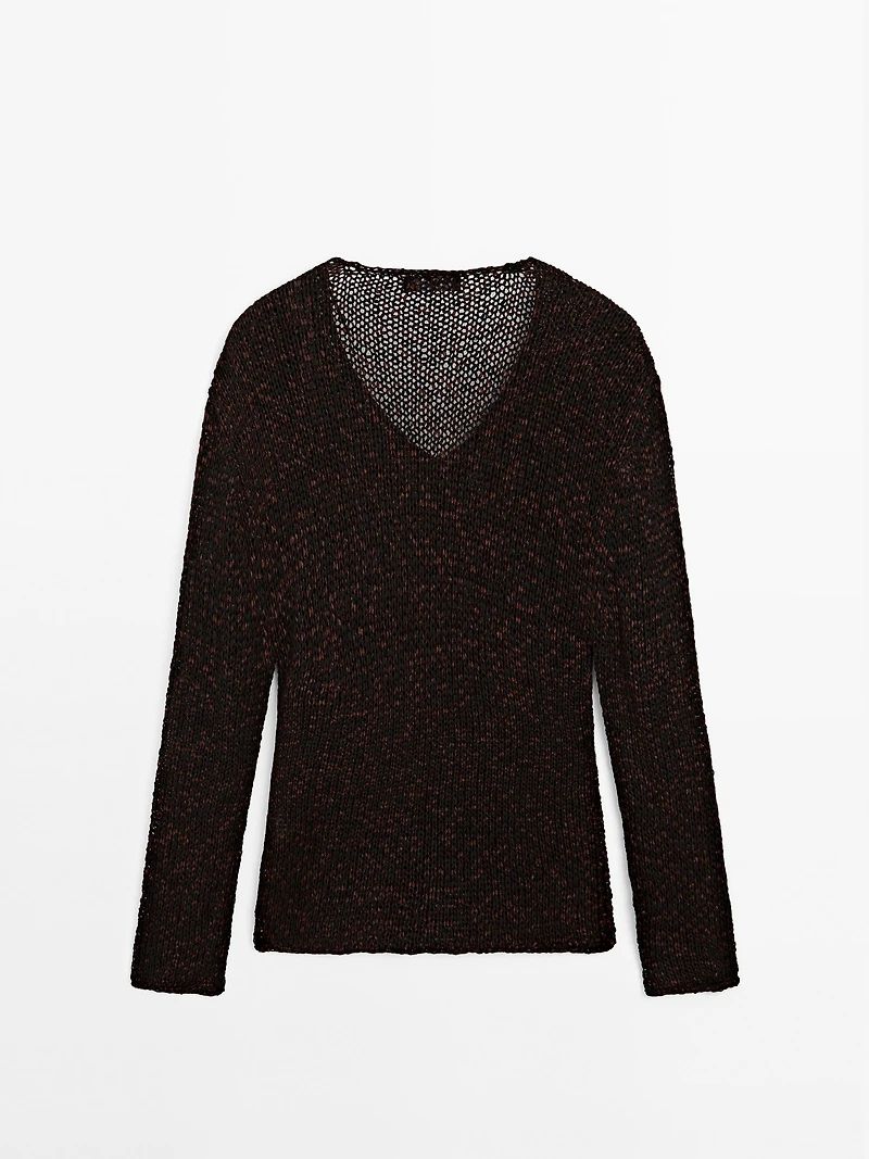 Mouliné cotton blend knit sweater