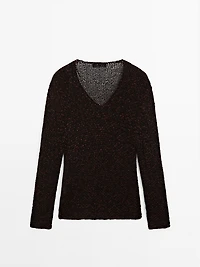 Mouliné cotton blend knit sweater