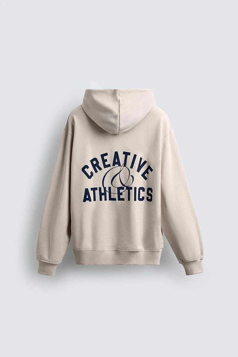 TEXT PRINTED HOODIE SWEATSHIRT