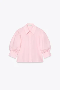 ZW COLLECTION POPLIN BALLOON SLEEVE SHIRT