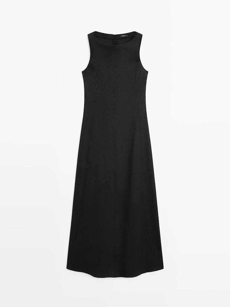 Long flowing linen blend dress