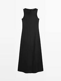 Long flowing linen blend dress