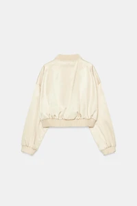 CROPPED SATIN BOMBER JACKET