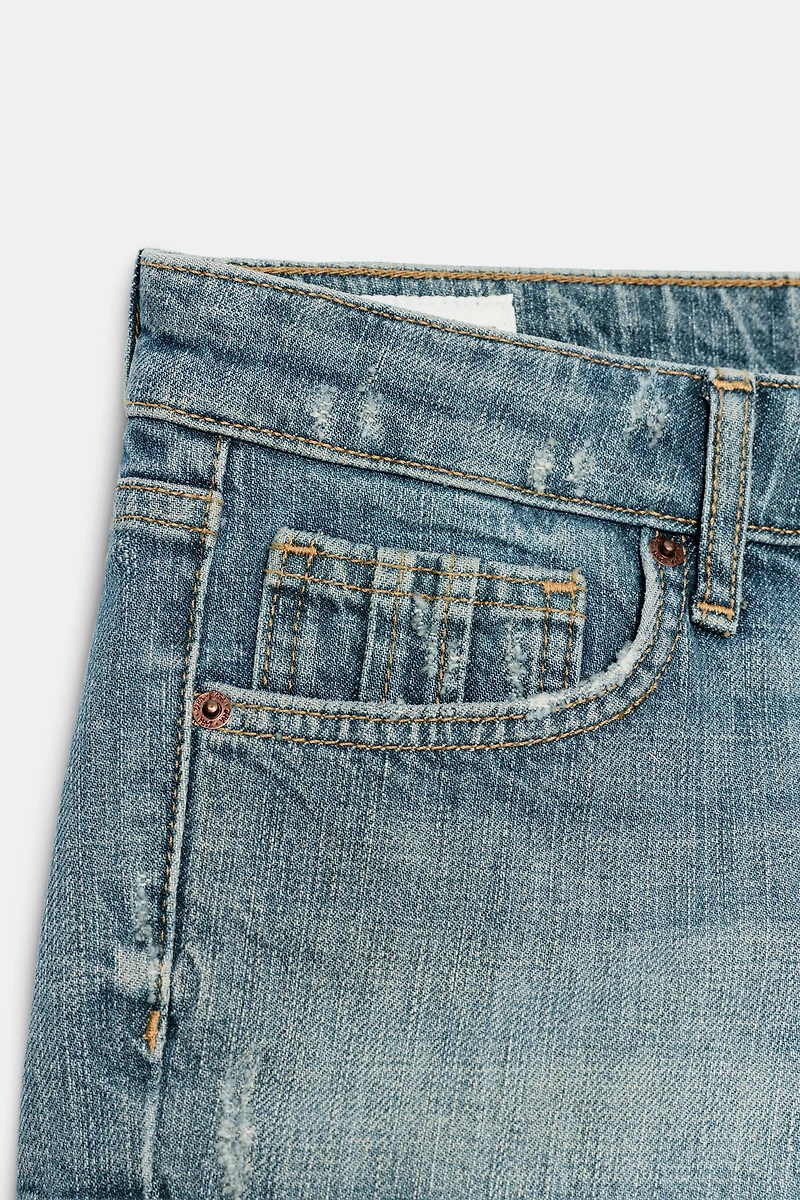 TRF LOW-RISE MINI DENIM SHORTS