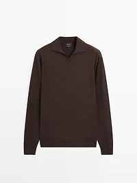 Cotton knit polo sweater
