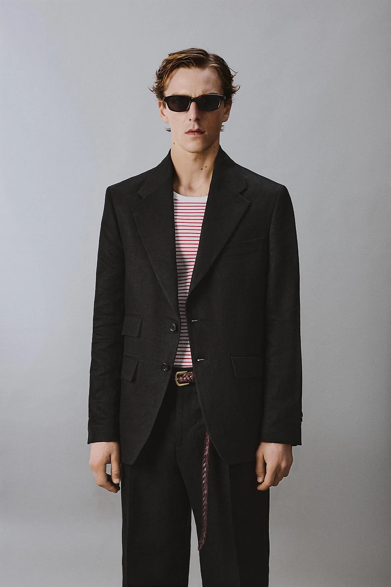 AARON LEVINE X ZARA 100% LINEN TWILL SUIT BLAZER