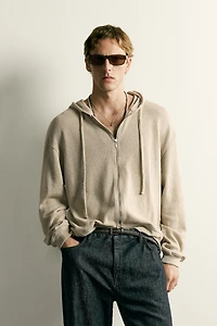 RELAXED FIT KNIT HOODIE