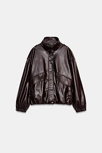 FAUX LEATHER BOMBER JACKET