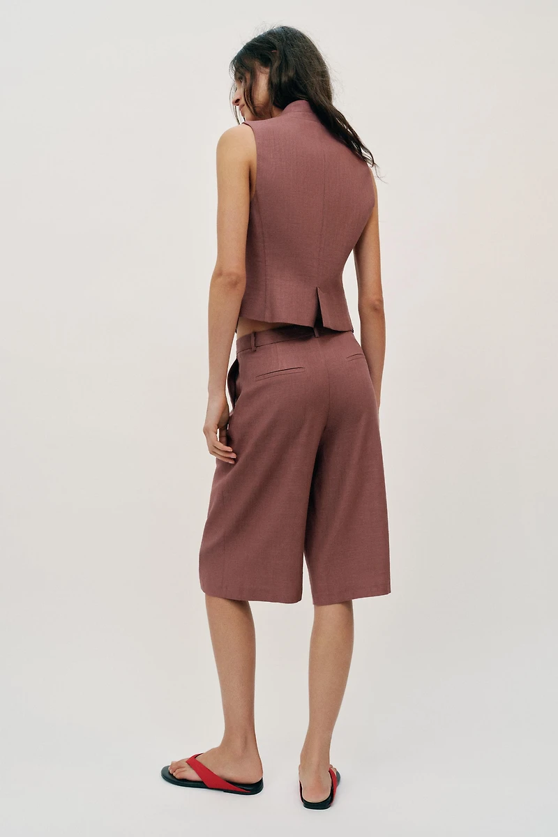 LONG LINEN BLEND SHORTS