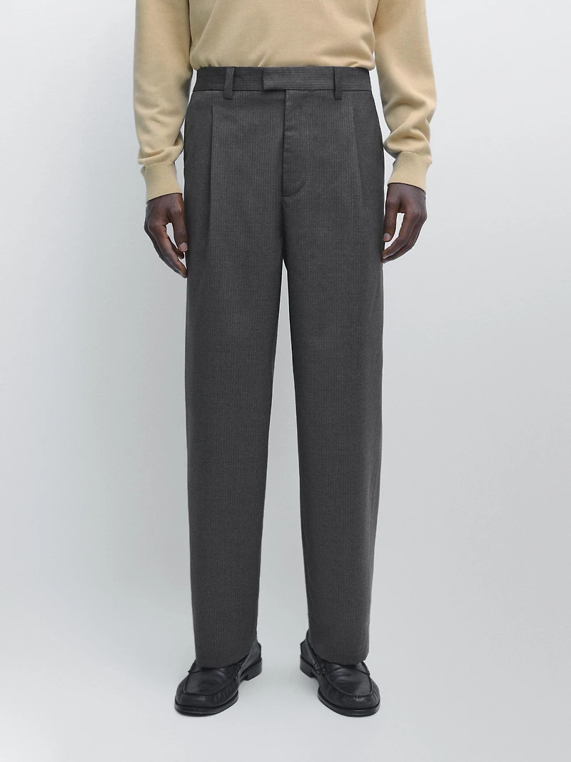Wool blend darted trousers