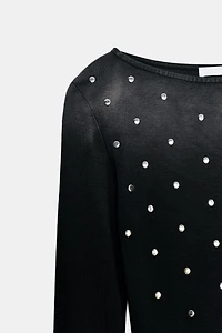 WASHED EFFECT STUDDED T-SHIRT