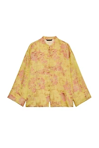 FLORAL PRINT FROG FASTENING SHIRT