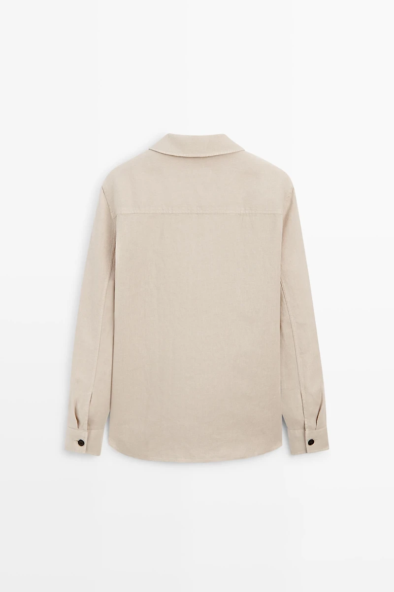 100% linen overshirt with pockets