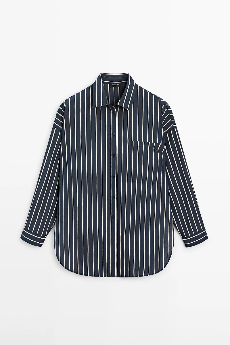 Striped flowing shirt with pocket detail
