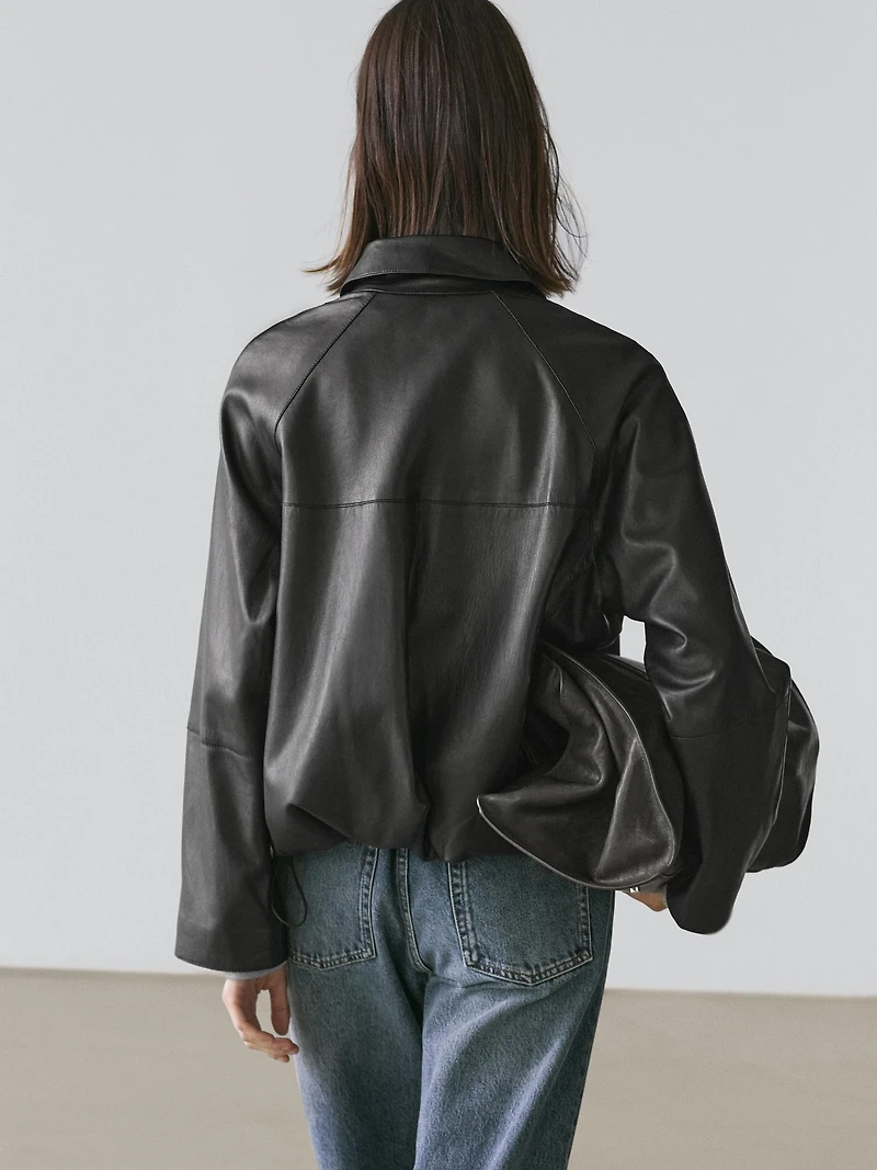 Oversize nappa leather jacket