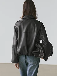 Oversize nappa leather jacket