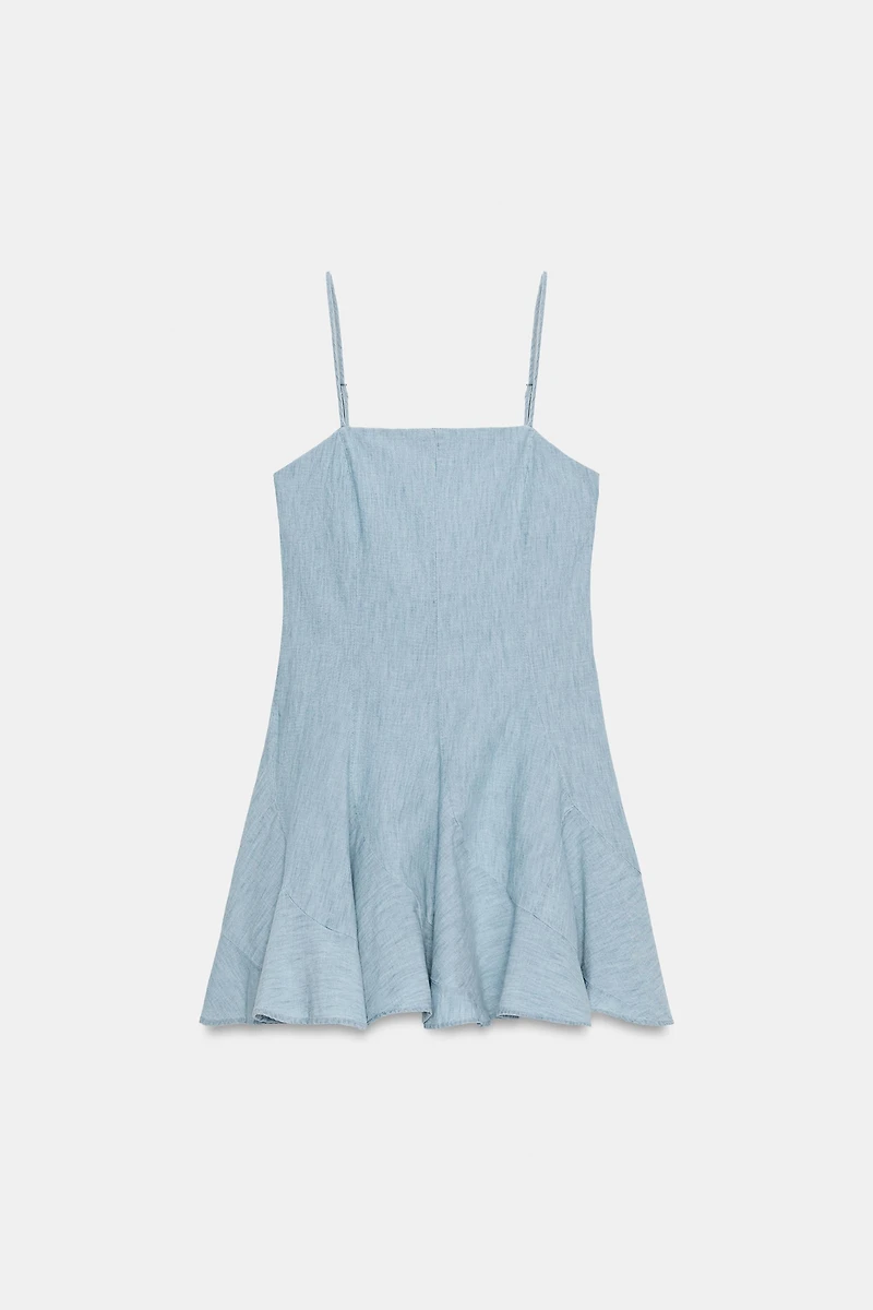TRF DENIM GORED MINI DRESS
