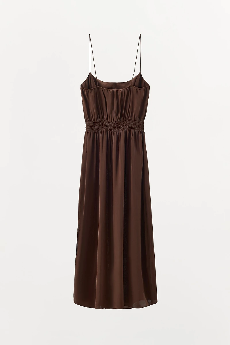 RUCHED SATIN DRESS