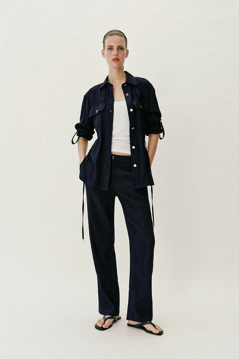 CHEMISE SAFARI EFFET FROISSÉ CEINTURE