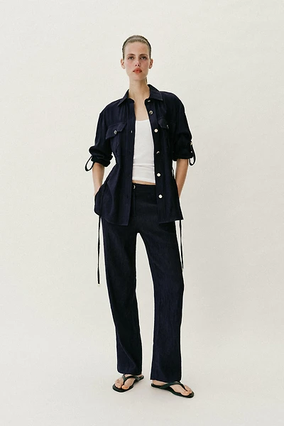 CHEMISE SAFARI EFFET FROISSÉ CEINTURE