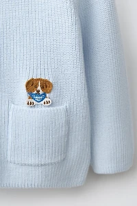 PULL EN MAILLE AVEC PIÈCE CHIOT