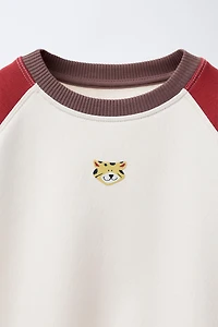 COLOR BLOCK BEAR SWEATSHIRT AND JOGGER PANTS SET