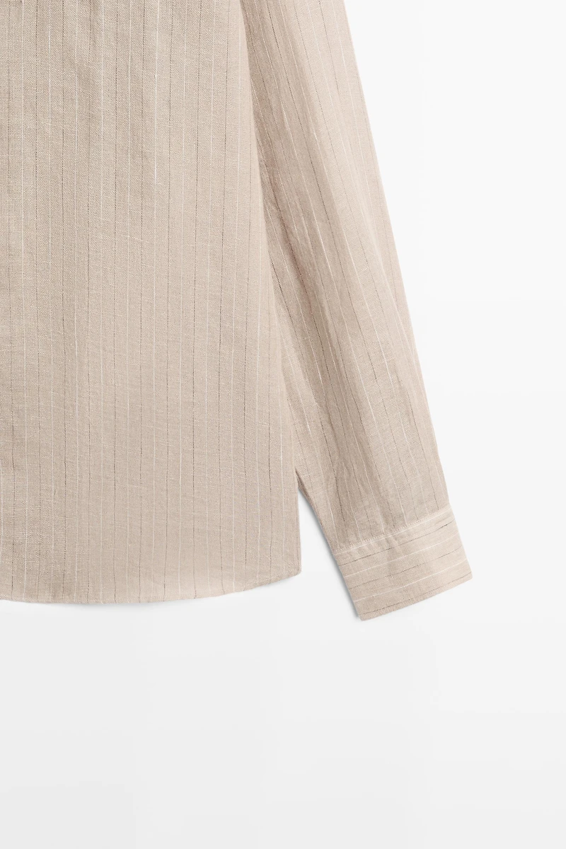 100% linen striped slim fit shirt