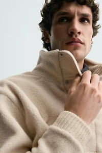 COMBINATION FAUX SHEARLING SWEATSHIRT