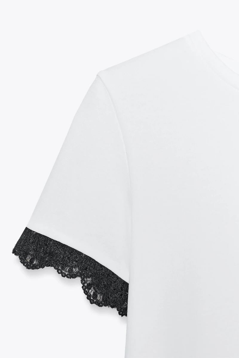 LACE SLEEVE T-SHIRT