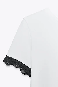 LACE SLEEVE T-SHIRT