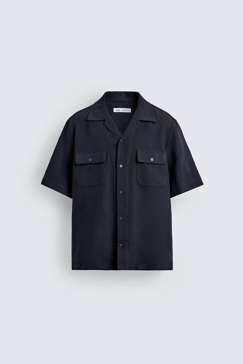 STRIPED JACQUARD POCKET SHIRT