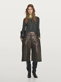 Long nappa leather Bermuda shorts with darts - STUDIO