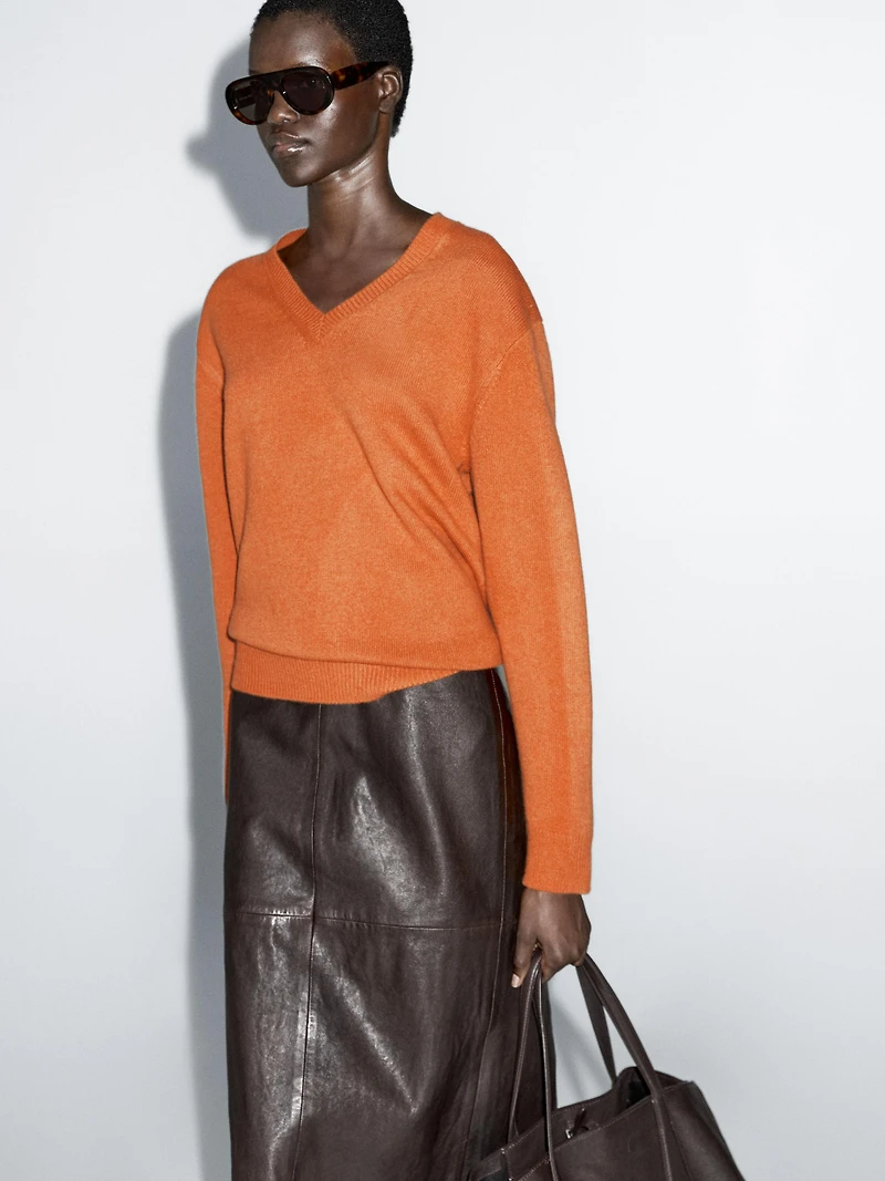 V-neck knit sweater